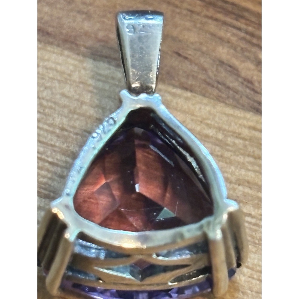 AMETHYST Trillion Cut Pendant Sterling Silver - Picture 4 of 7